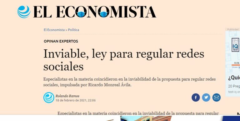 Lee más sobre el artículo Inviable, ley para regular redes sociales