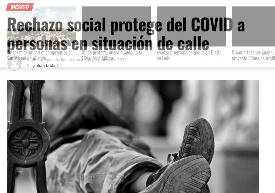 Lee más sobre el artículo Rechazo social protege del COVID a personas en situación de calle