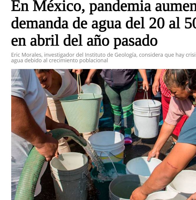 Lee más sobre el artículo En México, pandemia aumentó demanda de agua del 20 al 50% en abril del año pasado