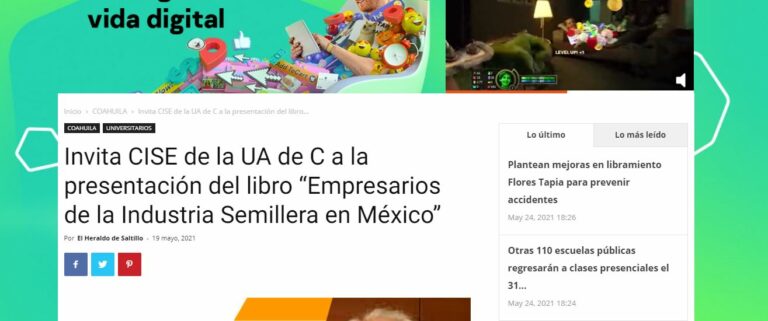 Lee más sobre el artículo Invita CISE de la UA de C a la presentación del libro “Empresarios de la Industria Semillera en México”