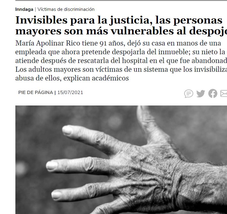 Lee más sobre el artículo Invisibles para la justicia, las personas mayores son más vulnerables al despojo