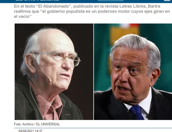 Lee más sobre el artículo :AMLO HA QUEDADO ABANDONADO TRAS LA CONSULTA, ESCRIBE ROGER BARTRA EN LETRAS LIBRES.