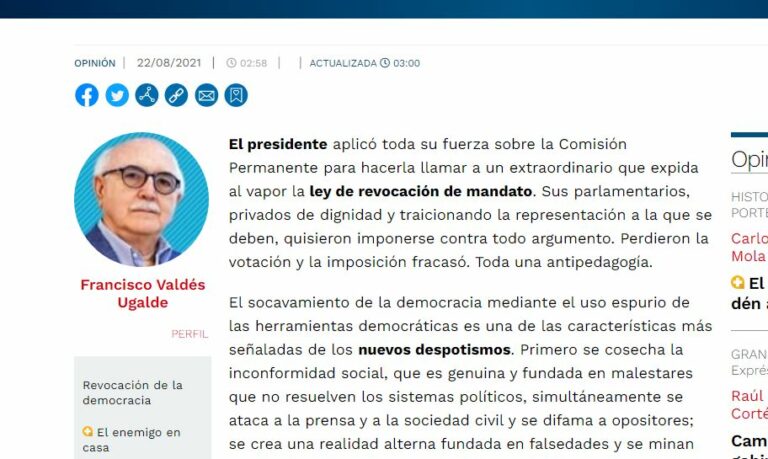 Lee más sobre el artículo Revocación de la democracia