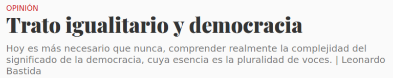 Lee más sobre el artículo Trato igualitario y democracia