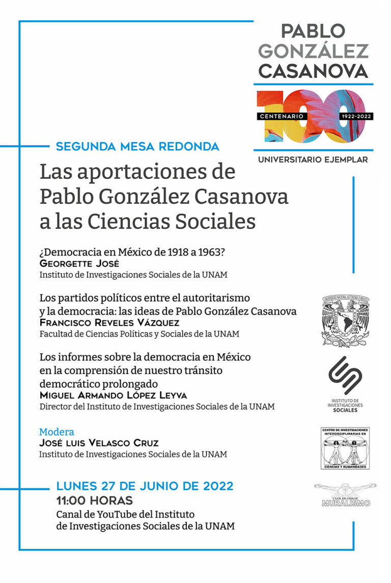 Lee más sobre el artículo Segunda mesa redonda: Las aportaciones de Pablo González Casanova a las Ciencias Sociales