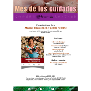 Presentación de libro: Mujeres Lideresas del campo poblano @ Transmisión por el canal de YouTube