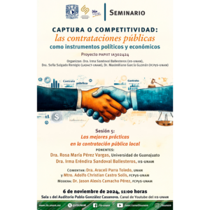 Seminario Captura o competitividad: Las mejores prácticas en la contratación pública local @ Sala 1 del Auditorio Pablo González Casanova